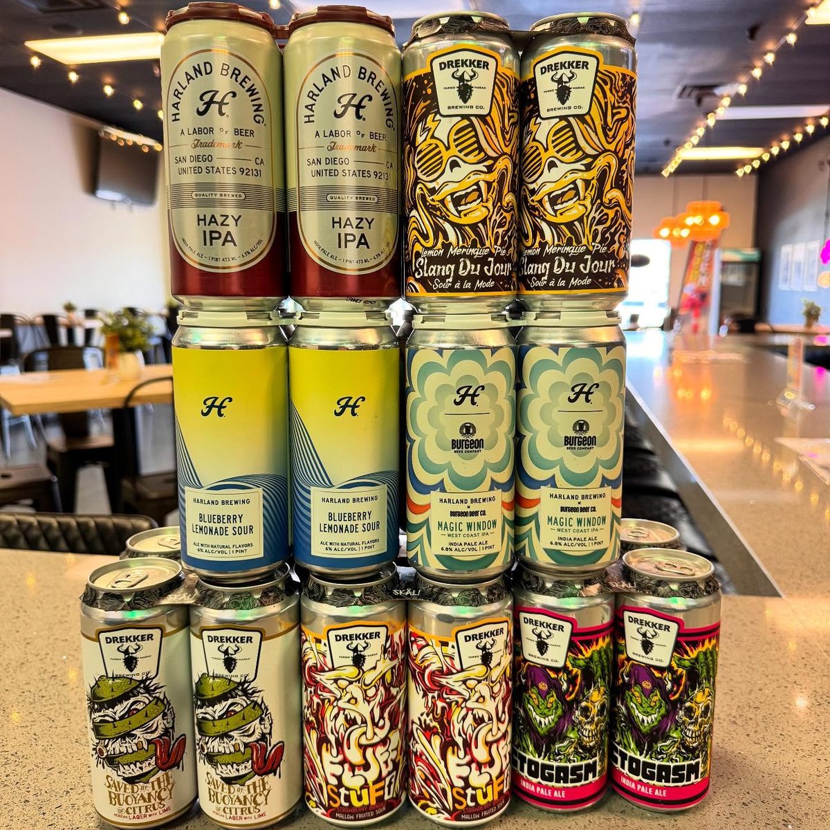 Canned beer selection at Hopsology